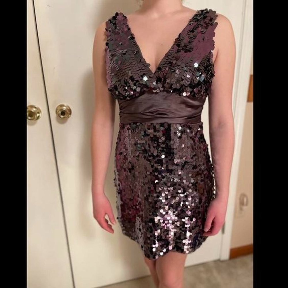 Gunmetal Silver Sequin Dress